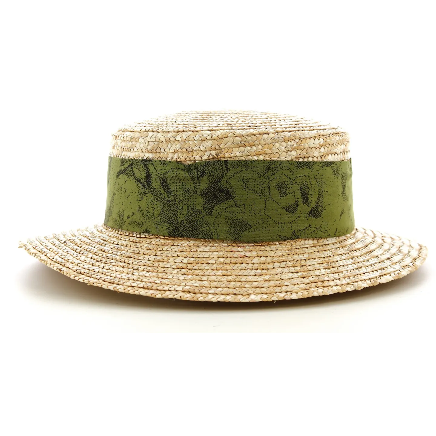 Canotier Femme Sidonie Paille Naturelle Ruban Vert- Traclet Reference : 9135 | Chapellerie Traclet