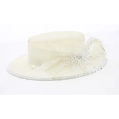 Hypsoline ivory ceremony hat, French-made Reference: 4650 | Chapellerie Traclet