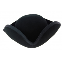 Small Black Wool Felt Tricorne - Traclet