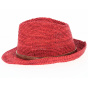 Red Avignon Raffia Trilby Hat - Traclet