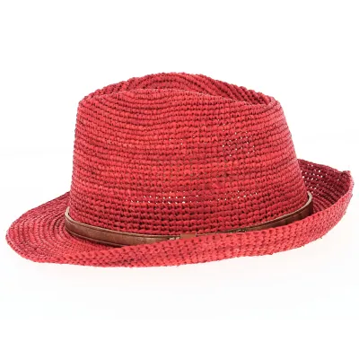 Red Avignon Raffia Trilby Hat - Traclet Reference: 5142 | Traclet Hat Shop