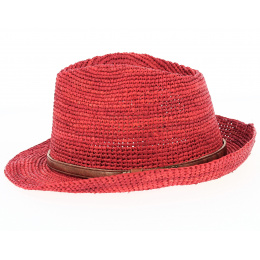 Red Avignon Raffia Trilby Hat - Traclet