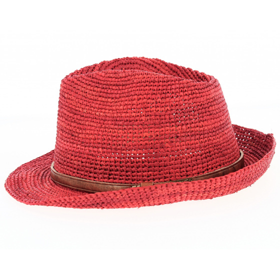 Red Avignon Raffia Trilby Hat - Traclet