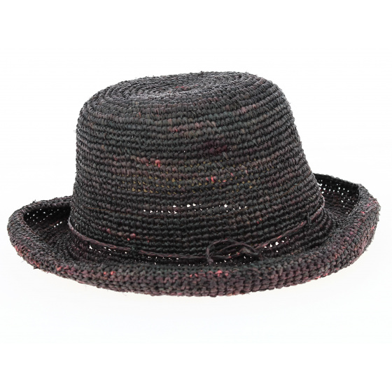 Plum Camelia Raffia Breton Hat - Traclet