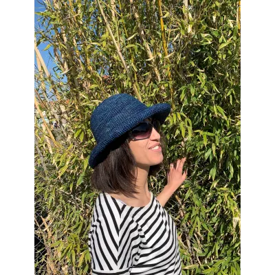 Blue Camelia Raffia Breton Hat - Traclet  Reference: 8720 | Traclet Hatters