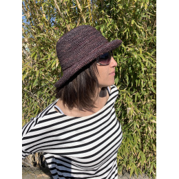 Plum Camelia Raffia Breton Hat - Traclet