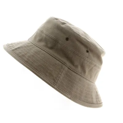 Taupe Cotton Denain Bucket Hat - Traclet Reference: 9210 | Traclet Hat Shop