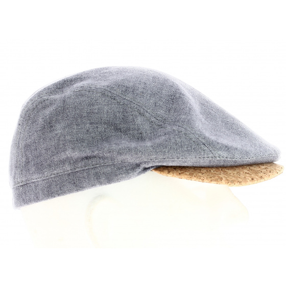 Gray/Blue Linen Sauvain Cap - Traclet
