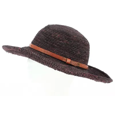 Plum Majunga Raffia Wide-Brimmed Hat - Traclet Reference: 9214 | Traclet Hatmakers