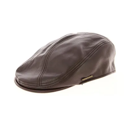 Casquette Plate Tanque Cuir Marron- Stetson Reference : 3127 | Chapellerie Traclet