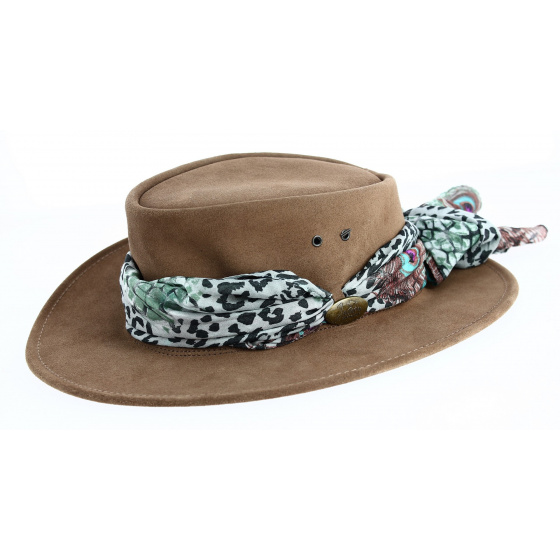 Chapeau Australien cuir femme Marron - Jacaru Chapeau Australien cuir femme Marron - Jacaru
