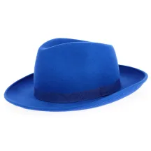 Blue tunon fedora hat - black bogarte hat - bogarte - Traclet Hatmakers Reference: 9262 | Traclet Hatmakers