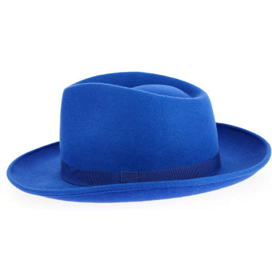 Blue Tunon Wool Felt Fedora Hat - Traclet