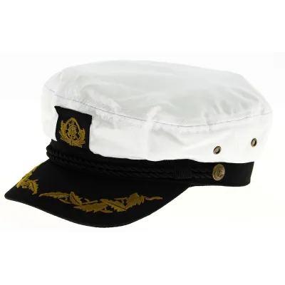 White Cotton Captain's Marine Cap - Traclet Reference: 7409 | Traclet Hat Shop