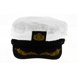 White Cotton Captain's Marine Cap - Traclet