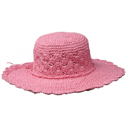 Jailly Pink Paper Straw Wide-Brimmed Hat - Traclet