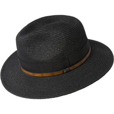 Chapeau Fédora Denney Paille Papier Noir- Bailey Reference : 9308 | Chapellerie Traclet