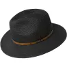 Chapeau Fédora Denney Paille Papier Noir- Bailey Reference : 9308 | Chapellerie Traclet
