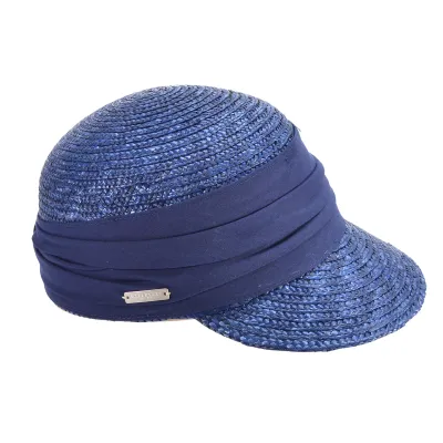 Navy Natural Straw Cap - Seeberger Reference: 6958 | Traclet Hat Shop