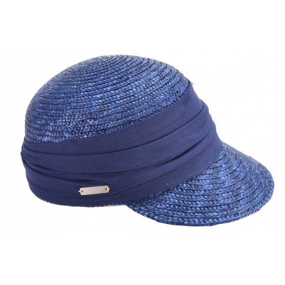 Navy Natural Straw Cap - Seeberger