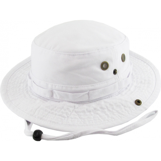 White Ethos cotton drawstring bucket hat