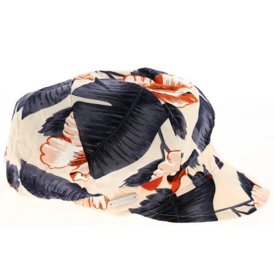 Casquette Casquette Gavroche Ambre Imprimé Tropical- Seeberger Reference : 9322 | Chapellerie Traclet