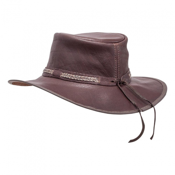 Brown Leather Traveller Bison Hat - American Hat Makers