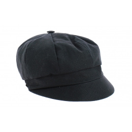 Black Cotton Neaux Newsboy Cap - Traclet