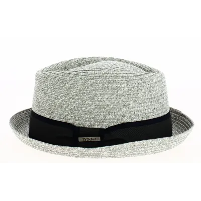 Gray Paper Straw Porkpie Hat Ambérieux - Traclet Reference: 9336 | Traclet Hat Shop