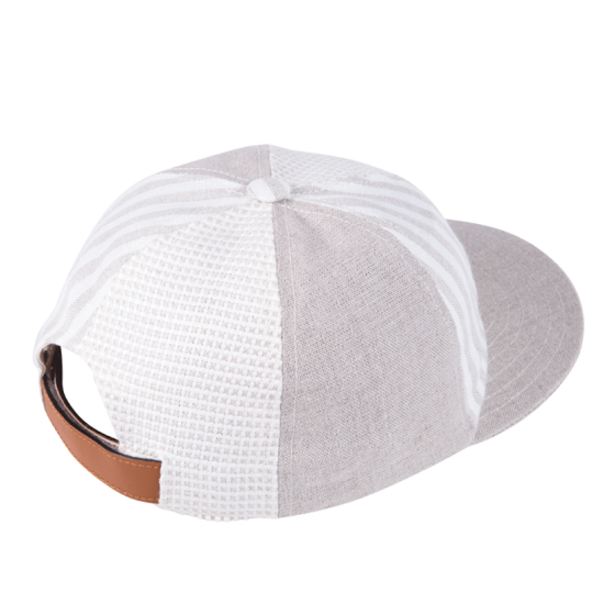 Casquette Rayures Beige Lin- Béton Ciré 