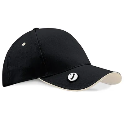 Pro-Style Golf Cap Black & White Cotton - UPF 50+ Reference: 9373 | Traclet Hat Shop