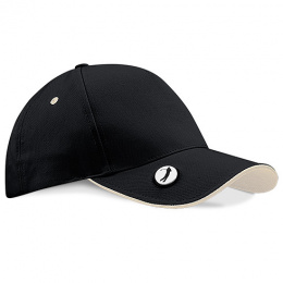 Pro-Style Black & White Cotton UPF 50+ Golf Cap