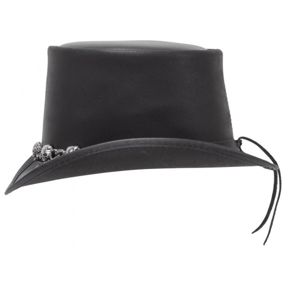 Chapeau Demi Haut de Forme El Dorado Cuir Noir - Head'N Home Chapeau Demi Haut de Forme El Dorado Cuir Noir - Head'N Home