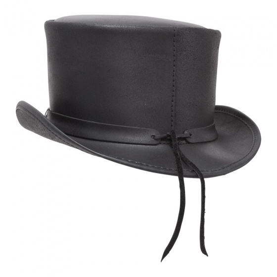 Chapeau Demi Haut de Forme El Dorado Cuir Noir - Head'N Home Chapeau Demi Haut de Forme El Dorado Cuir Noir - Head'N Home