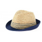 Trilby Campanie Straw Hat Paper Beige & Blue- Traclet 