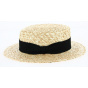 Double Thickness Natural Straw Boater UPF50+ - Fléchet