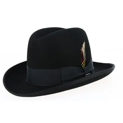 Black Wool Felt Homburg Hat - Traclet  Reference: 9419 | Traclet Hat Shop