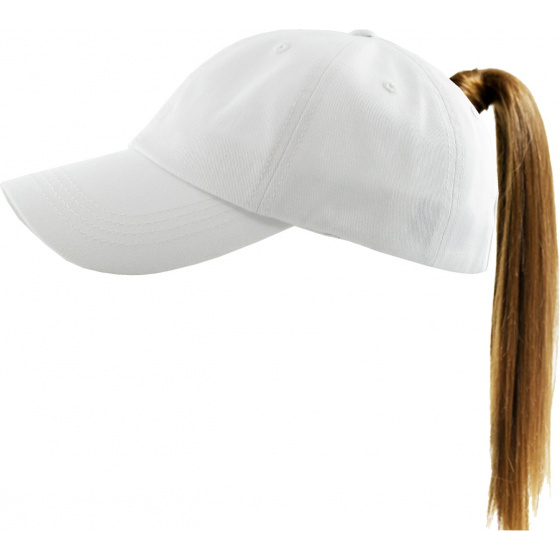 Women's Baseball Cap Ponytail White- Traclet