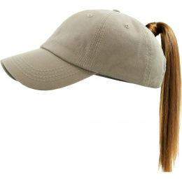Women's Ponytail Baseball Cap Beige - Traclet