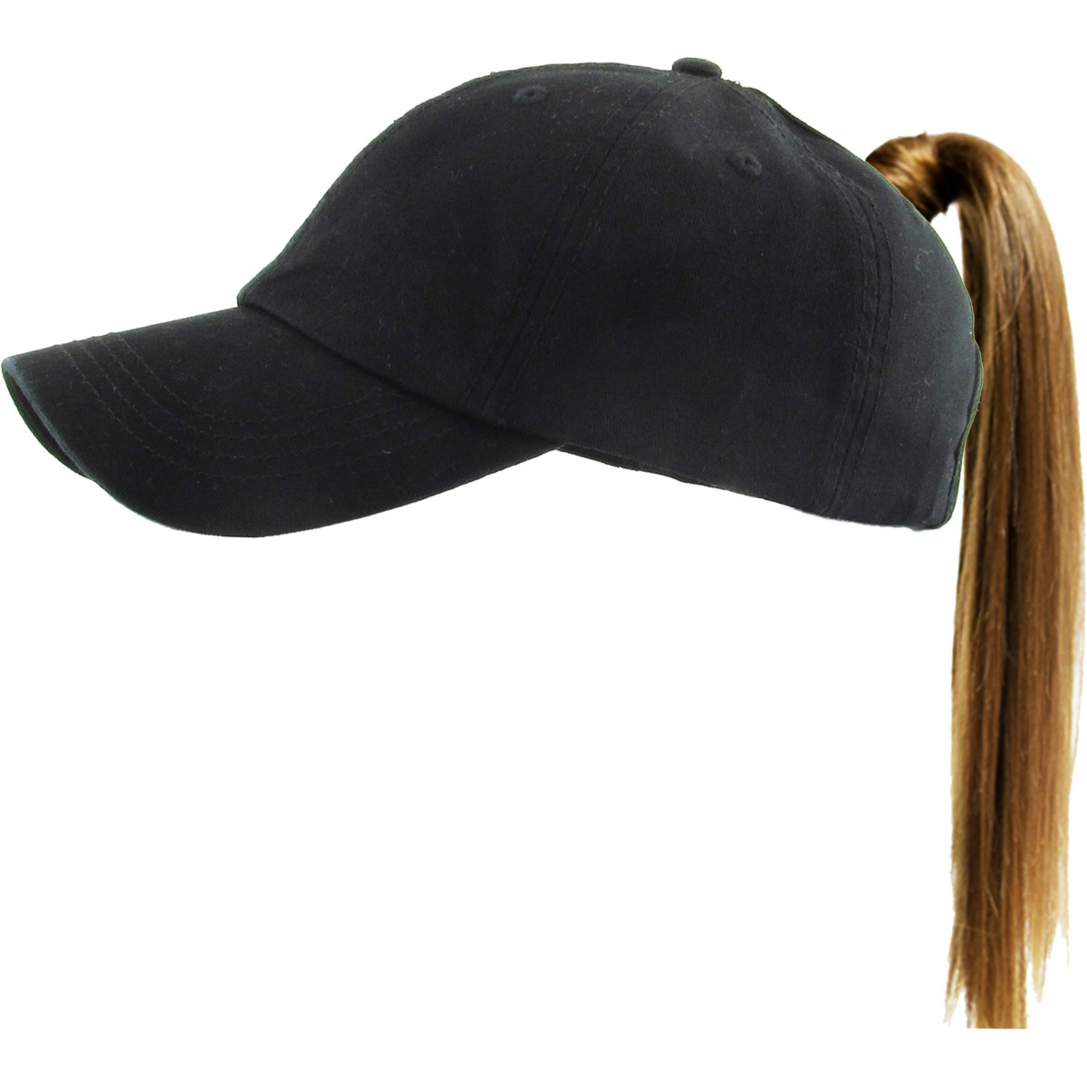 Casquette,Casquette de Baseball à paillettes pour hommes et femmes,chapeau  en maille pour queue de cheval,ajustable - Type Black