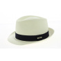 Natural Quito Panama Trilby Hat with Navy Ribbon - Traclet