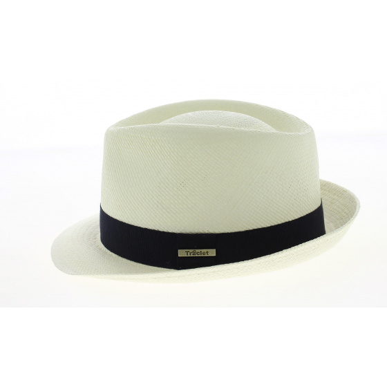 Chapeau Trilby Panama Quito Naturel Ruban Marine- Traclet
