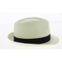 Natural Quito Panama Trilby Hat with Navy Ribbon - Traclet