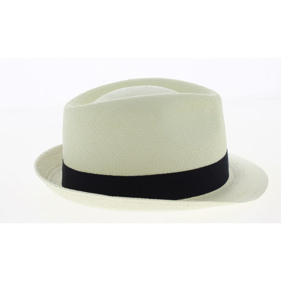 Trilby Panama Quito Natural Hat Navy Ribbon - Traclet