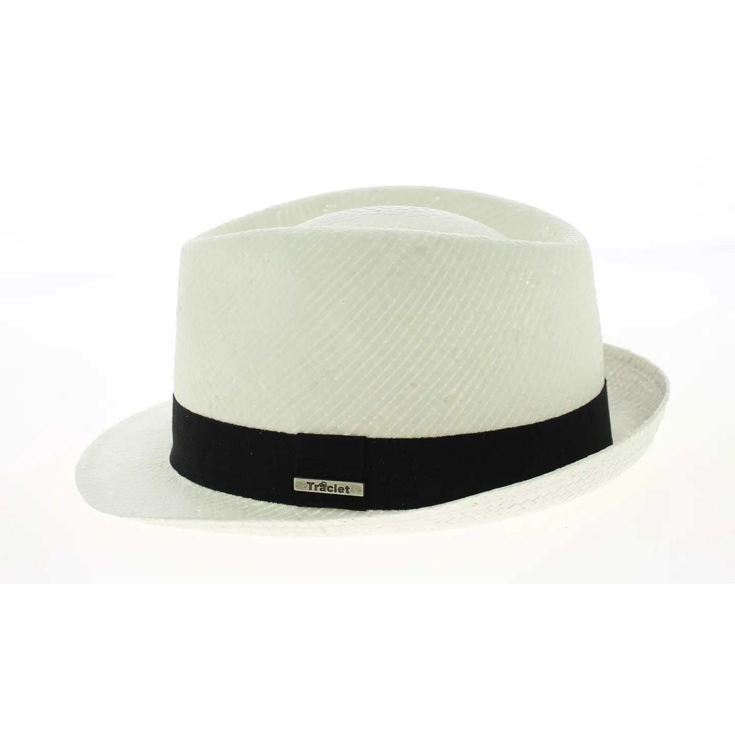 Chapeau Trilby Paille Papier Blanc Ruban Noir- Traclet Reference : 9439 | Chapellerie Traclet