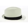 Chapeau Trilby Paille Papier Blanc Ruban Noir- Traclet Reference : 9439 | Chapellerie Traclet