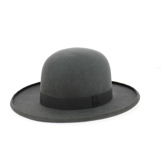 Grey Wool Felt Round Hat - Traclet