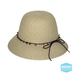 Peta Natural Fibers Cloche Hat Beige - Rigon Headwear