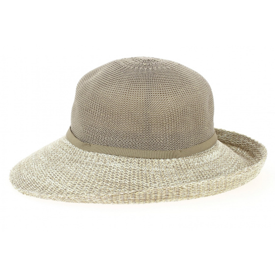 Wide-brim Hat/Cloche Hat Frida Polyester Mocha & White - Rigon headwear