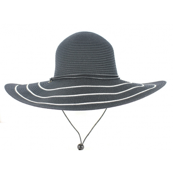 Freya Wide Brim Sun Hat Black/White - Rigon Headwear Freya Wide Brim Sun Hat Black/White - Rigon Headwear